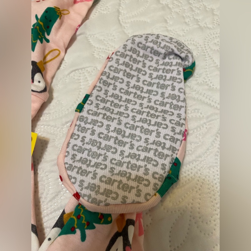 Carter's Pink Festive Penguin and Tree Footie - Picture 6 of 6